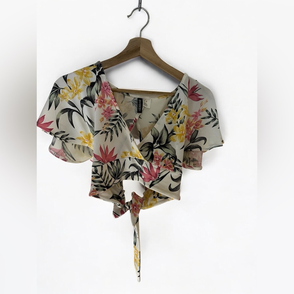H&M Floral Wrap Blouse - Pink, Yellow, Black